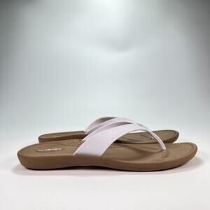 Okabashi Breeze Brown White Sandals Thong Flip Flop Slip On Women's Size 10.5